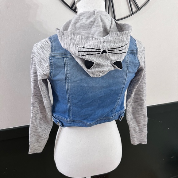 Kids Denim and Gray Hooded Jacket - Picture 2 of 3